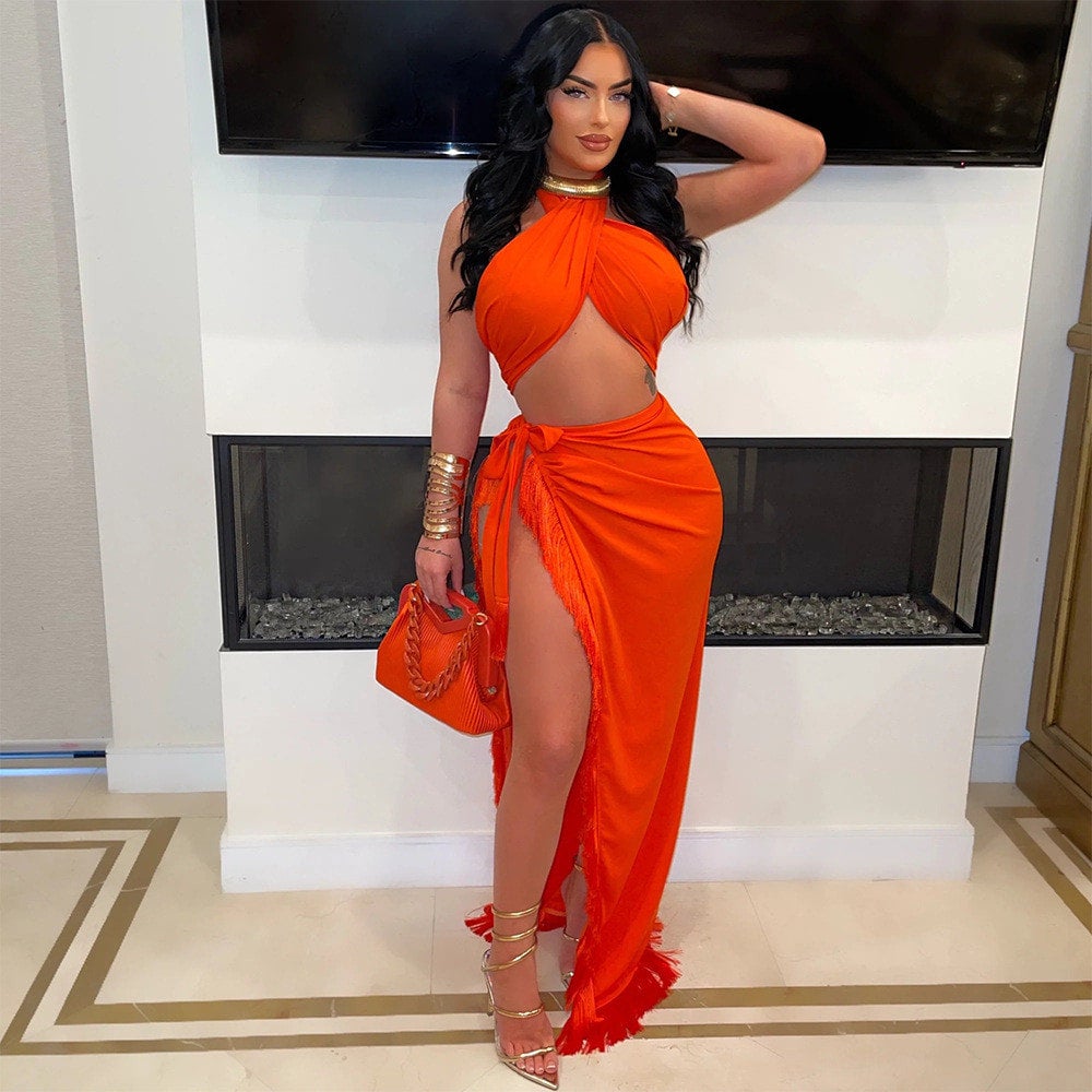 2 piece red skirt set cheap